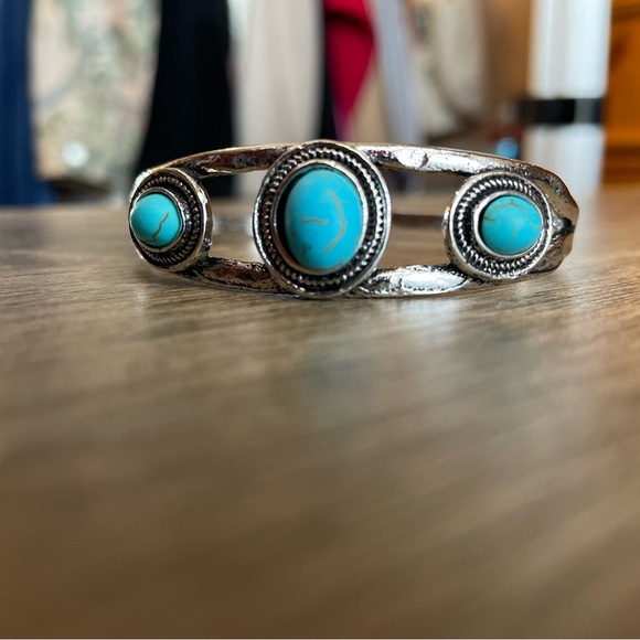 Western Sterling Silver and Turquoise Cuff Bracelet - Picture 7 of 7